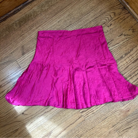 ZARA Crinkle Pink Mini A Line Skirt Blogger Fav Size L - Picture 6 of 14
